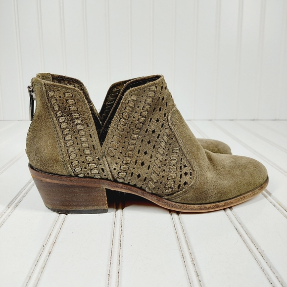 Vince Camuto Prasata Taupe Suede Back Zip Pump Heels Ankle Booties I313 - Picture 5 of 12